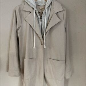Women's Beige Coat with Hoodie